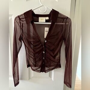 Maeve Chocolate Sheer Top